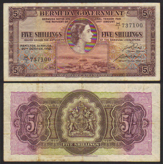 1952 Bermuda 5 Shillings L000535